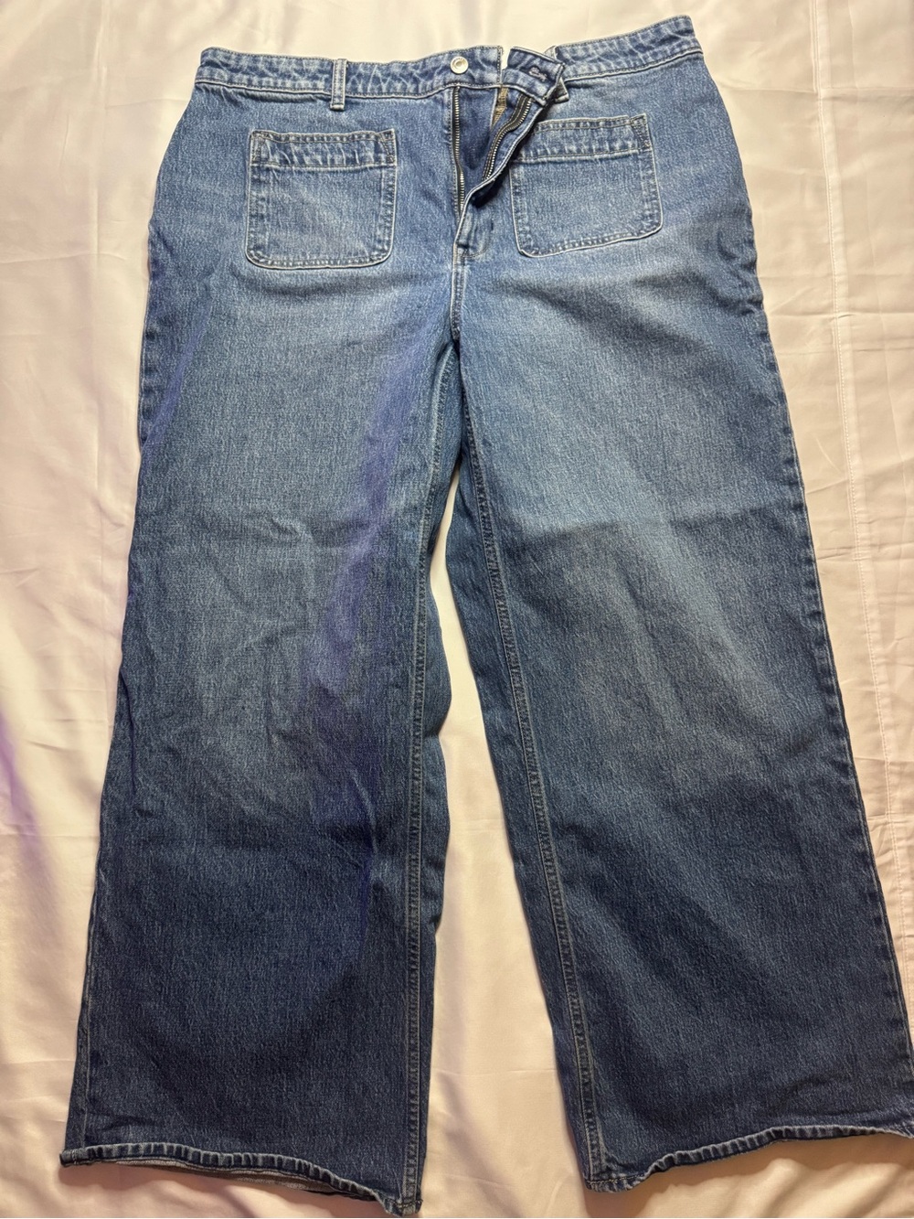 Free Assembly Wide-Leg Blue Denim Jeans